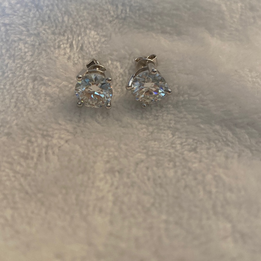 Moissanite Stud Earrings, 4 Carats - 8mm Never Worn!